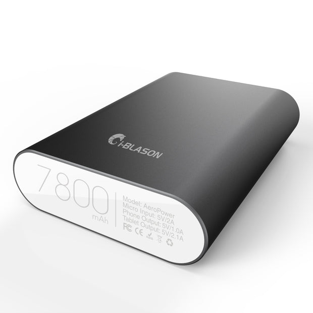 Aero 7800mAh Dual Port Ultra Compact External Battery Portable Charger-Black