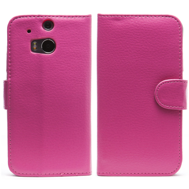 HTC One (M8) Leather Book Case-Pink