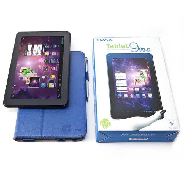 TMAX 9 Inch HD Leather Book Case-navy