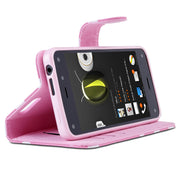 Amazon Fire Leather Book Case-White/Pink