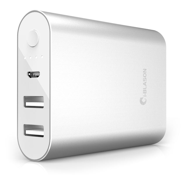 Aero 7800 mAh Dual Port Compact External Battery Portable USB Powerbank-Silver